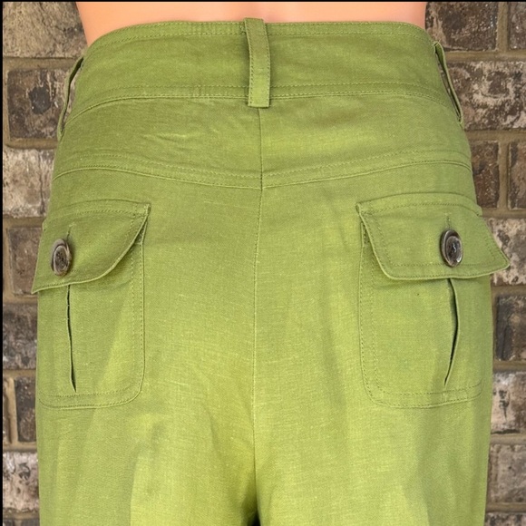 Bandolino Linen Blend Lime Green 2 Piece Pant Suit Set Size 12 - Picture 3 of 5